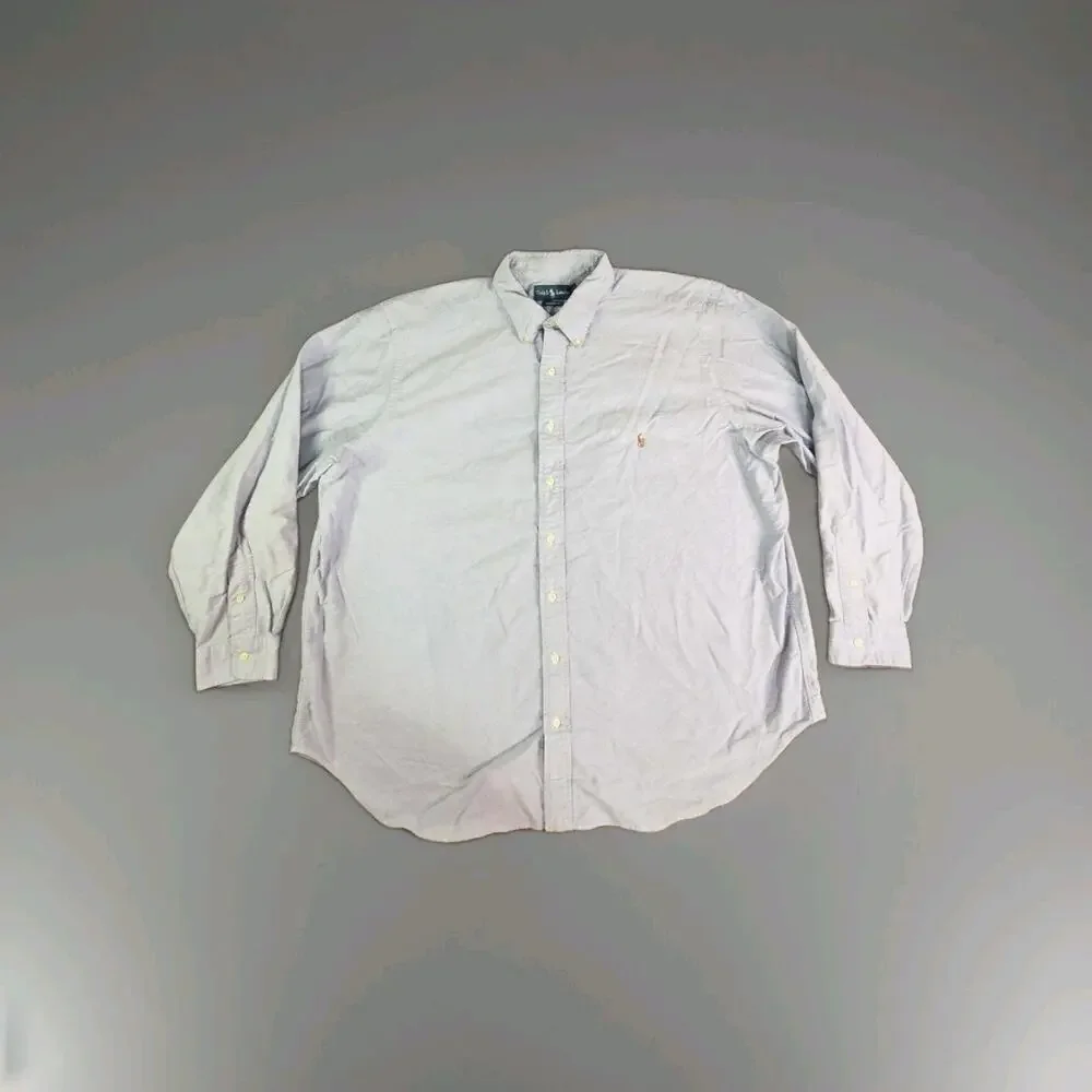 Polo Ralph Lauren Oxford Shirt Mens 2XB Big Blue Classic Fit Long Sleeve C38-48
